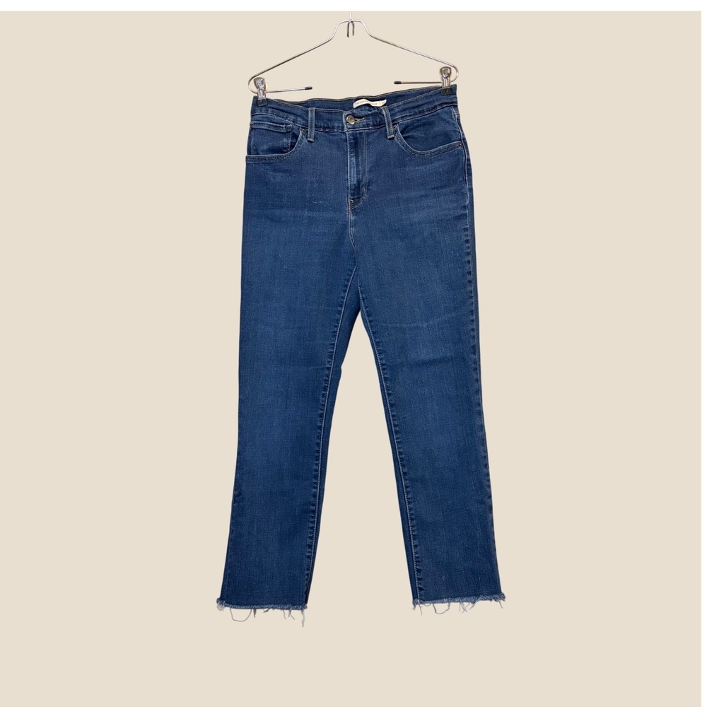 Levi's 724 High Rise Straight Women W30 Crop Raw Hem Cutoff Denim Jeans READ
